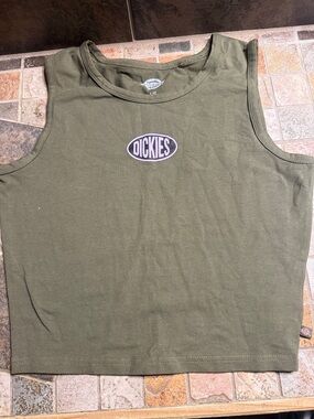 Dickies Olive Cropped Tank with Front Logo